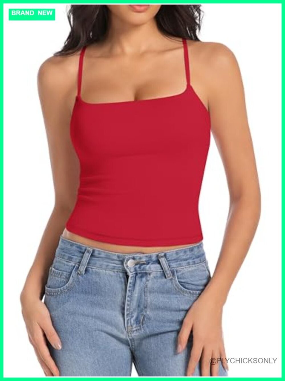 Sleeveless Adjustable Spaghetti Strap Tank Top - Cotton Blend Cami